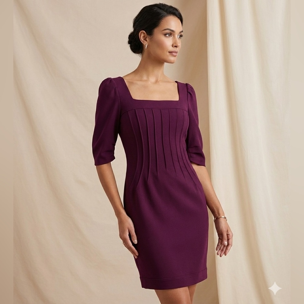 Maggy London Short Sleeves Ponte Sheath Pencil Dress